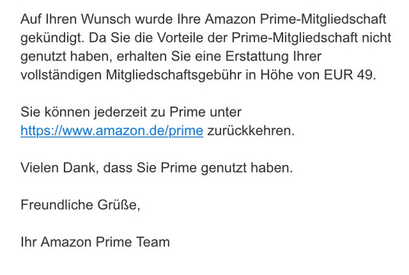 Amazon Prime Gekundigt Geld Zuruck