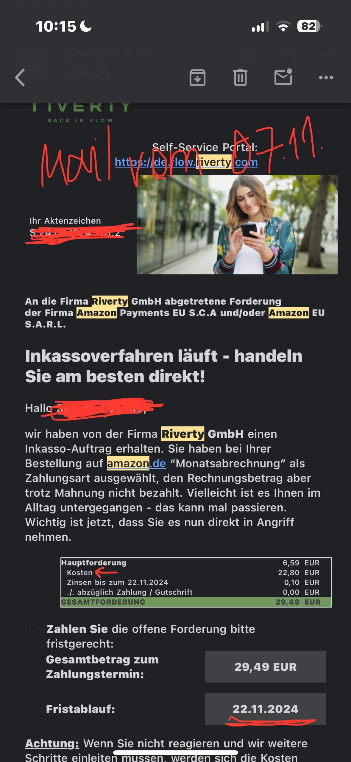 Amazon Riverty in Flow Rechnung unstimmig? (Recht, Amazon Prime, Inkasso)