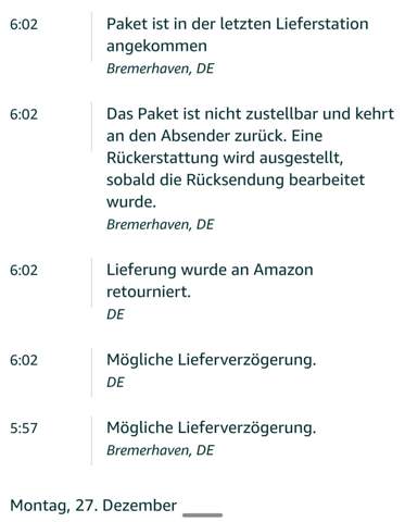Amazon Versandproblem/Lieferschwierigkeiten - Paket nicht zustellbar ...