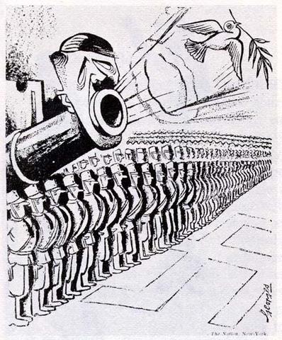 Amerikanische Karikatur zur "Friedensrede" Hitlers (1933)