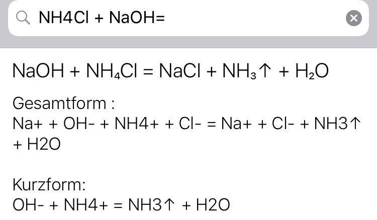 Ammoniumchlorid und Natriumhydroxid? (Chemie)