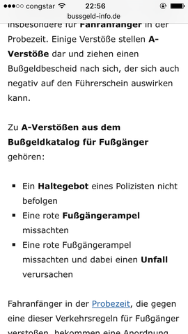 A verstössen - (Anzeige, rote Ampel)