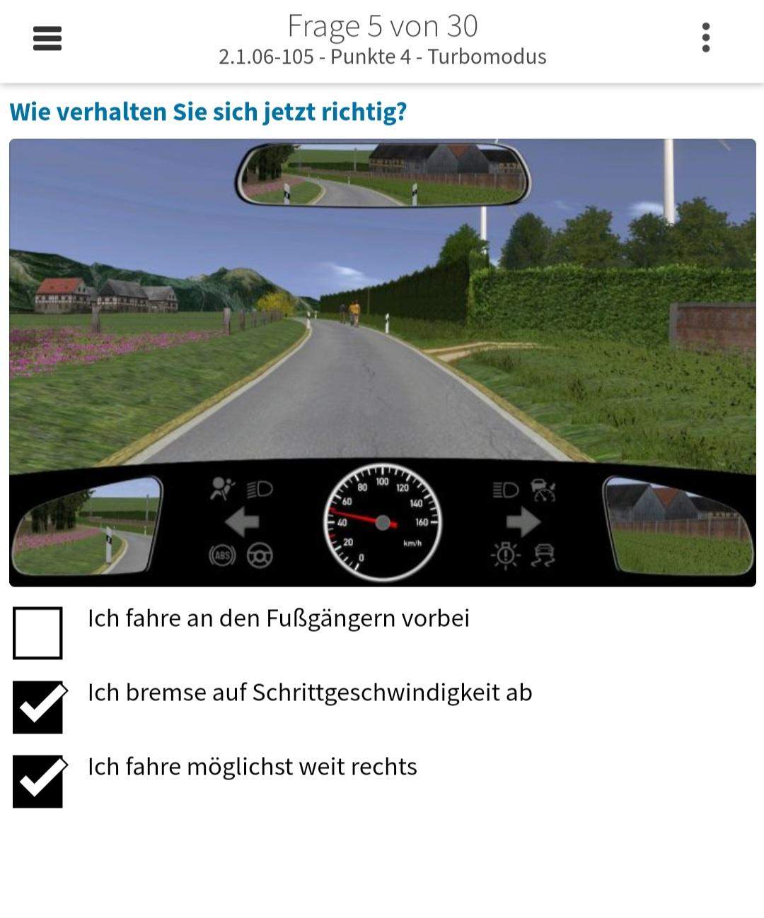 An die, die den Führerschein haben Warum muss ich hier möglichst weit rechts fahren? (Prüfung