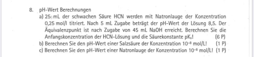 Anfangskonzentration Und Pks Wert Computer Chemie Konzentration