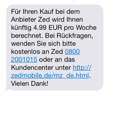Sms von Zed - (Geld, Vodafone, SMS)