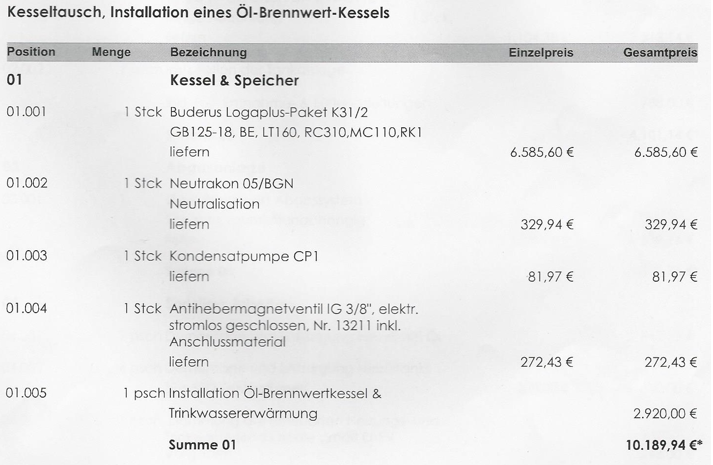 Angebot Fur Neue Heizungsanlage Fair Handwerk Heizung Sanitar