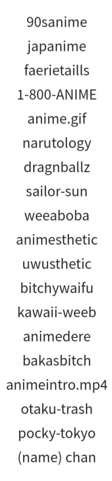 Anime Usernames? (Filme und Serien, Manga, Ideen)