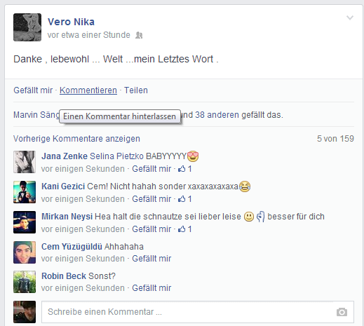 Screenshot - (Facebook, Polizei, Selbstmord)