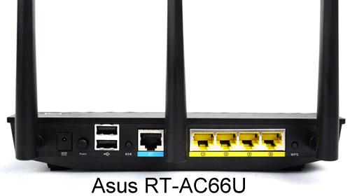 ASUS RT-AC66U Ansicht (Rueckansicht, Anschluesse) - (Telefon, Modem, analog)