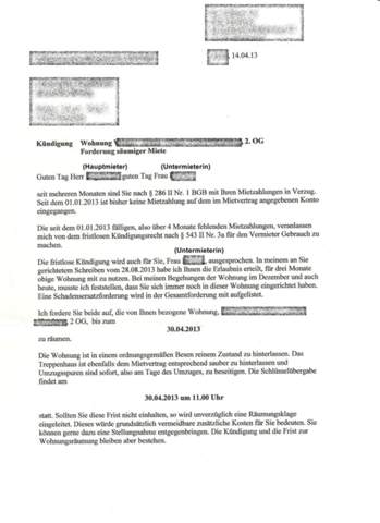 Fristlose kündigung mietvertrag wann muss ich raus Fristlose kündigung mietvertrag wann muss ich raus