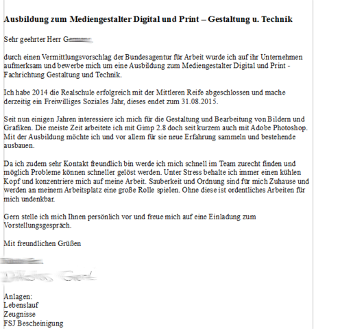 Anschreiben Mediengestalterr Bewerbung Design