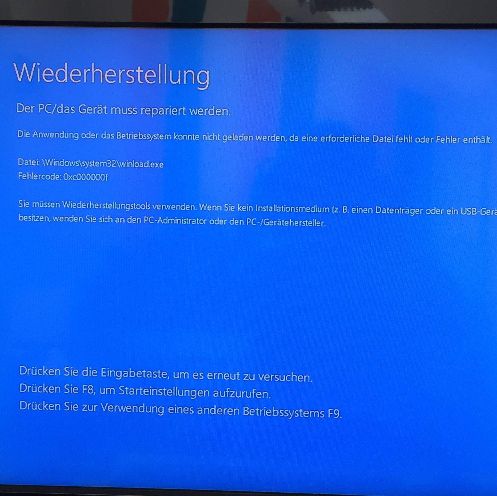 Anwendung oder Betriebssystem konnte nicht geladen werden da die