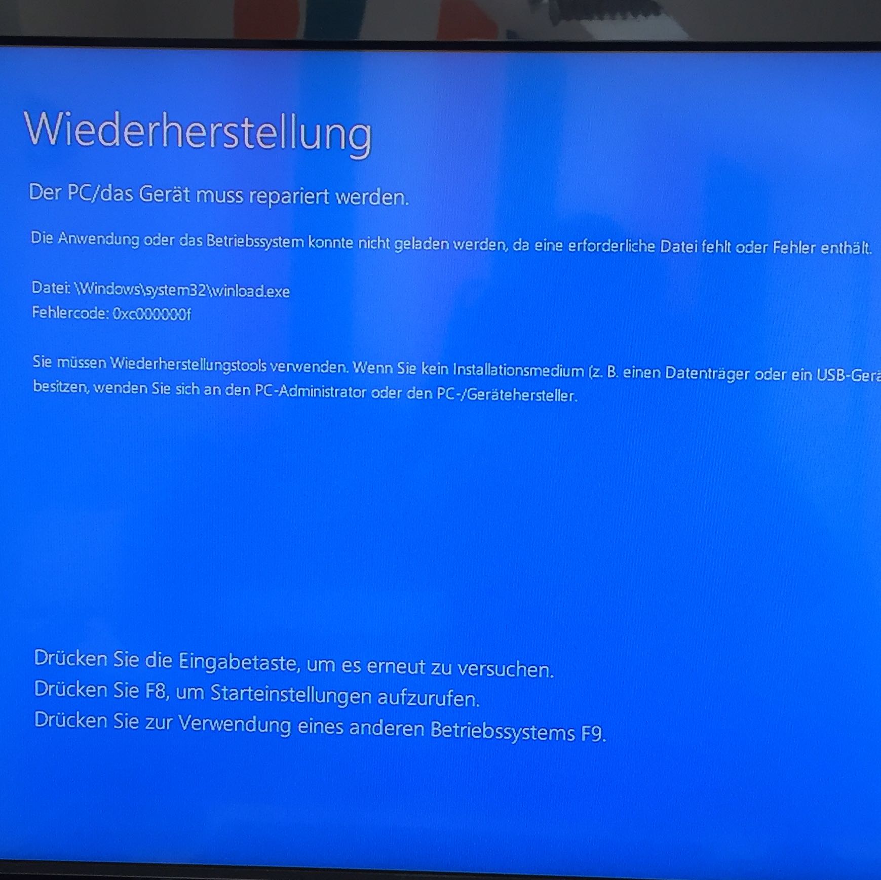 Anwendung oder Betriebssystem konnte nicht geladen werden da die erforderliche datei fehlt oder ...