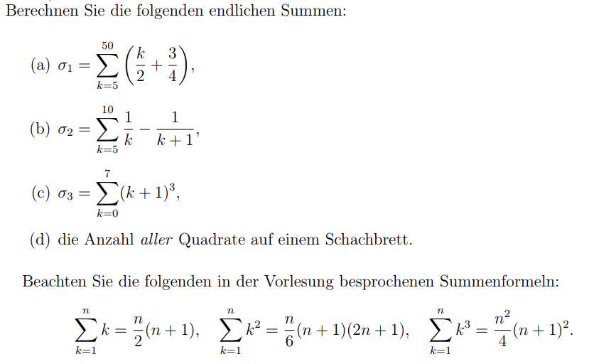 Anwendung von Summenformel - wie löse ich diese Aufgabe? (Mathe, Mathematik, Universität)