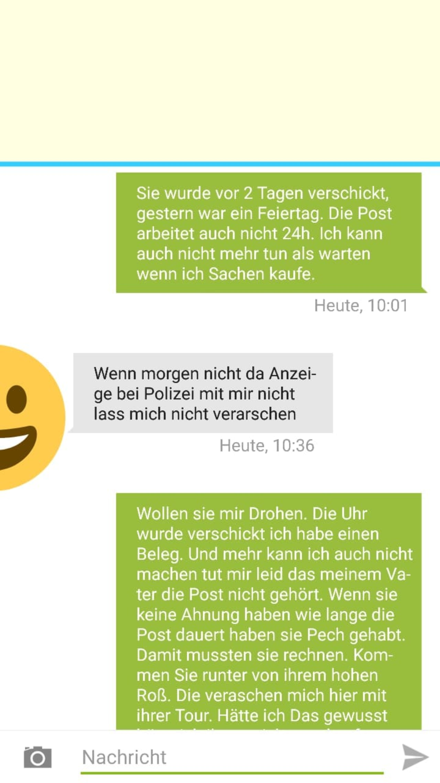 Anzeige wegen Nötigung/Drohung? Polizei, Betrug)