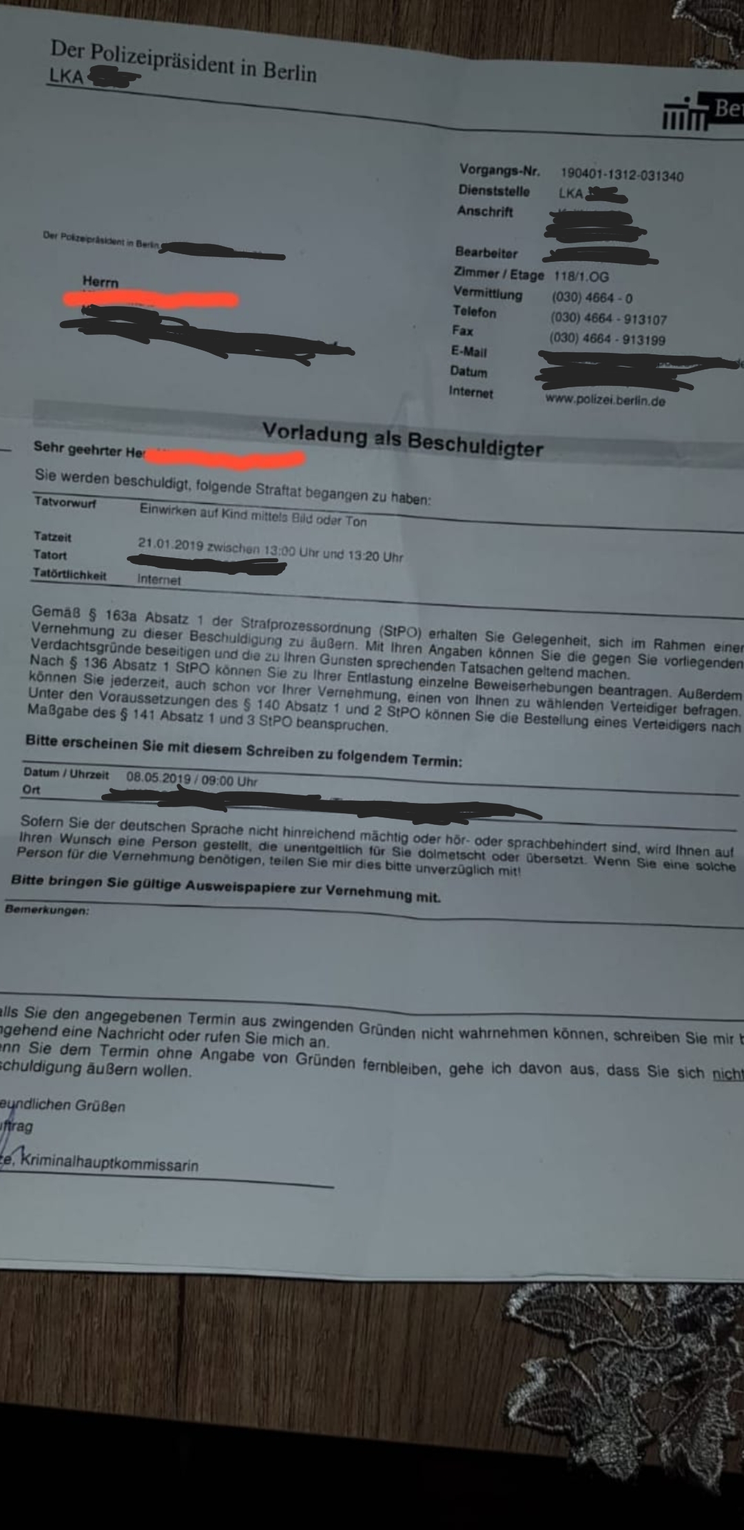 Anzeige/Polizei Brief Bekommen Aber Wegen Was? Kann Einer Helfen ...