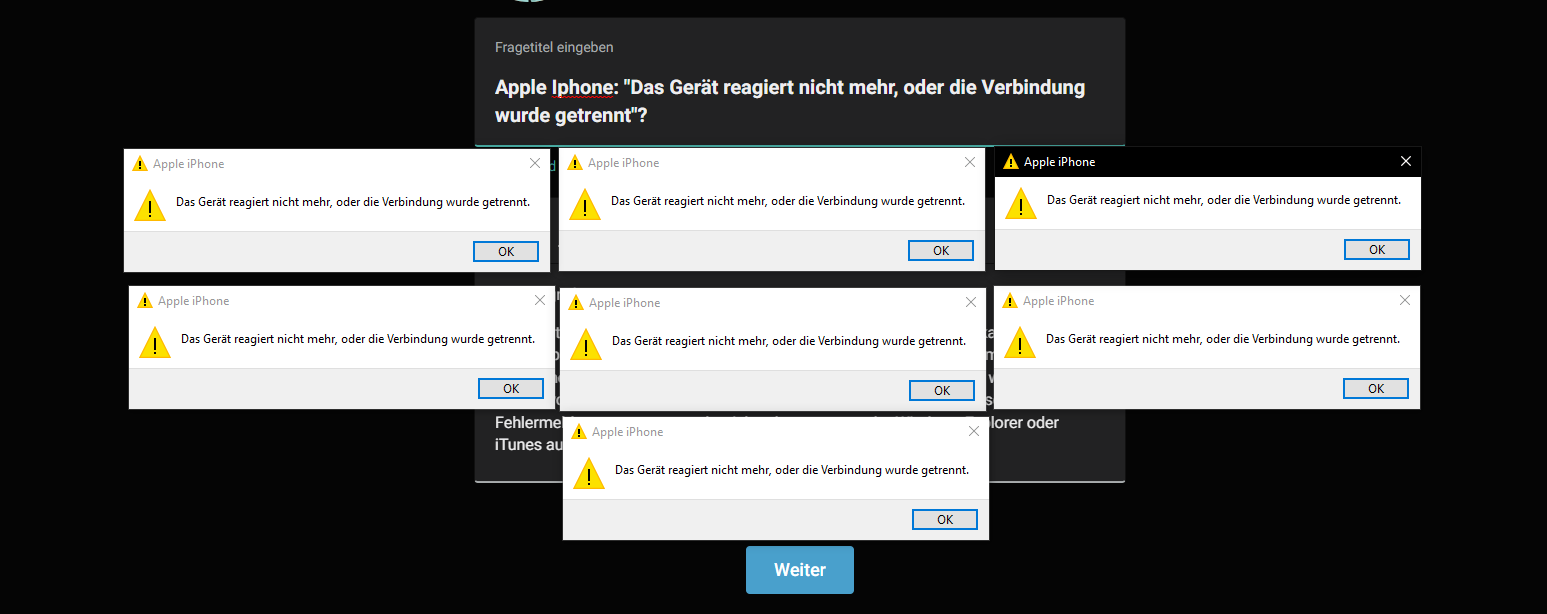 Das Gerät Reagiert Nicht Mehr Oder Die Verbindung Wurde Getrennt www.gutefrage.net