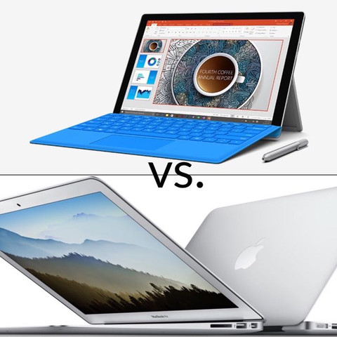 Oben: Microsoft Surface Pro 4 12,3"
Unten: Apple MacBook Air 13" - (Computer, PC, Apple)