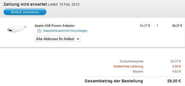 - (Apple, Bestellung, Lieferung)