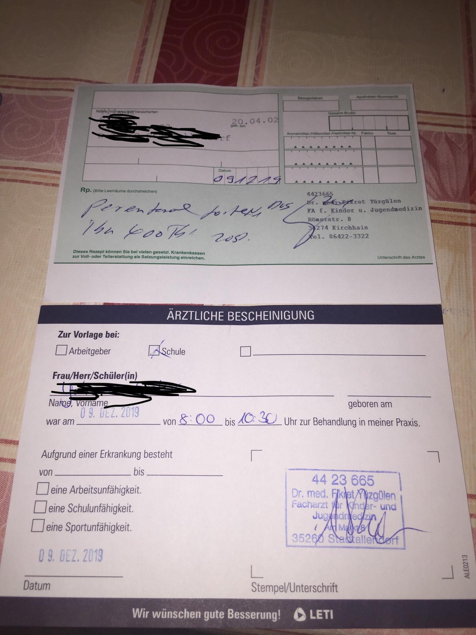 Arbeit Nachschreiben Mit Arztlicher Bescheinigung Schule