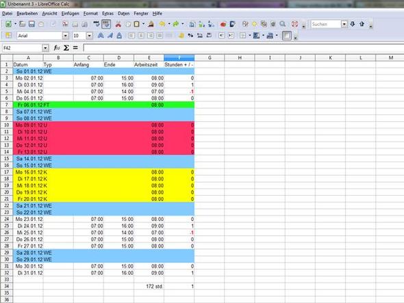 arbeitszeit - (Microsoft Excel, Formel, OpenOffice)