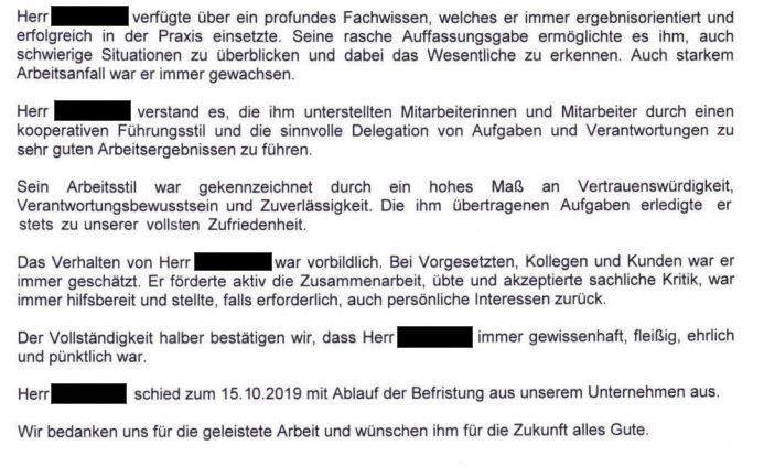 Arbeitszeugnis Formulierung? (Arbeit)
