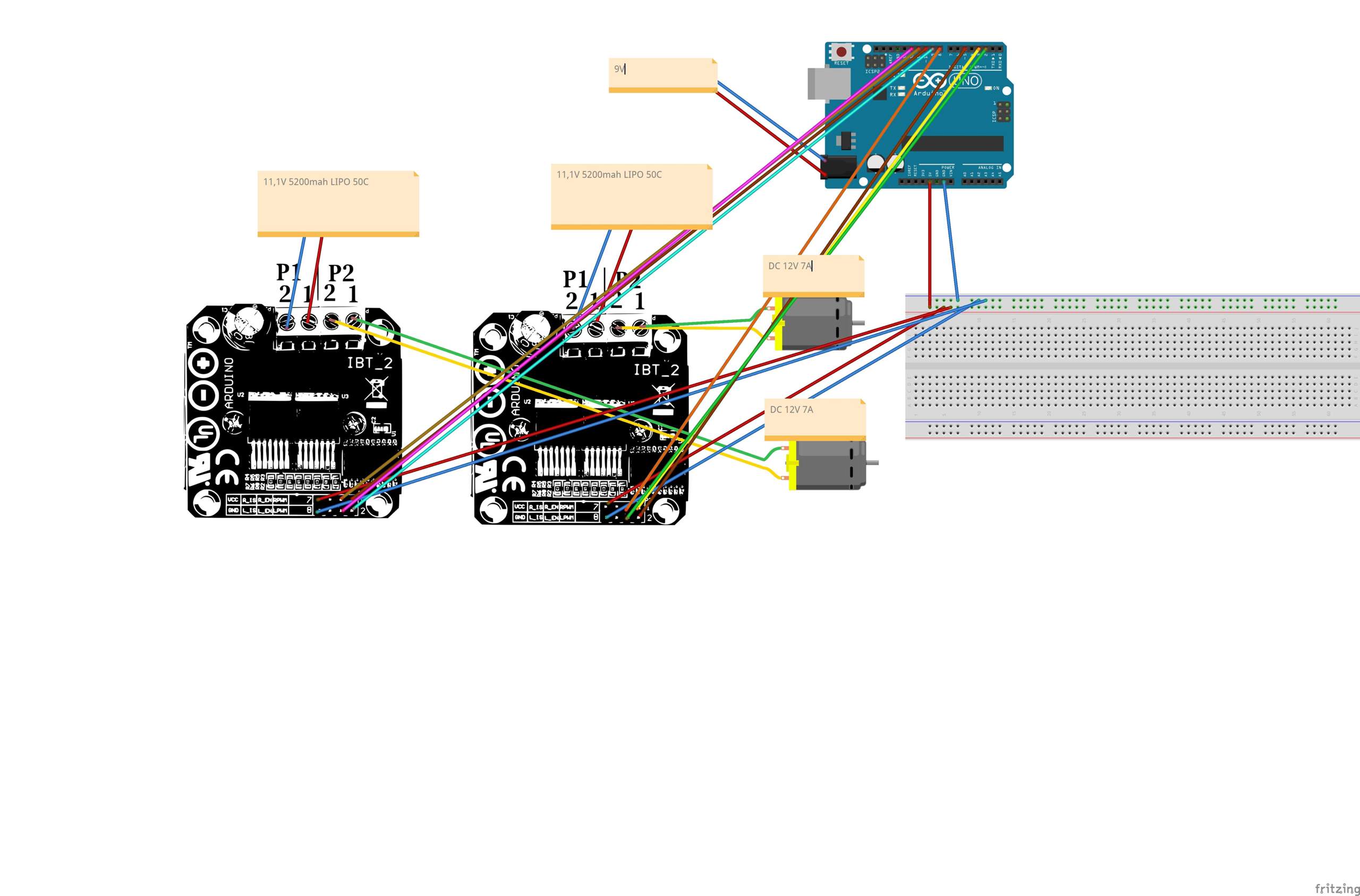 Arduino IBT_2 2x 12V Motoren werden durch einen Regler angesteuert ...
