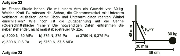 Die richtige Lösung ist übrigens e - (Physik, Mechanik, Hebelgesetz)