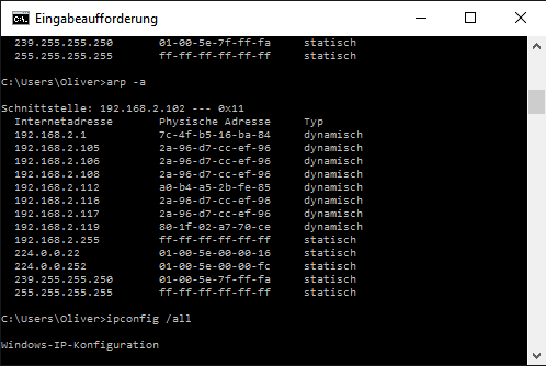 arp -a - (Informatik, Sicherheit)