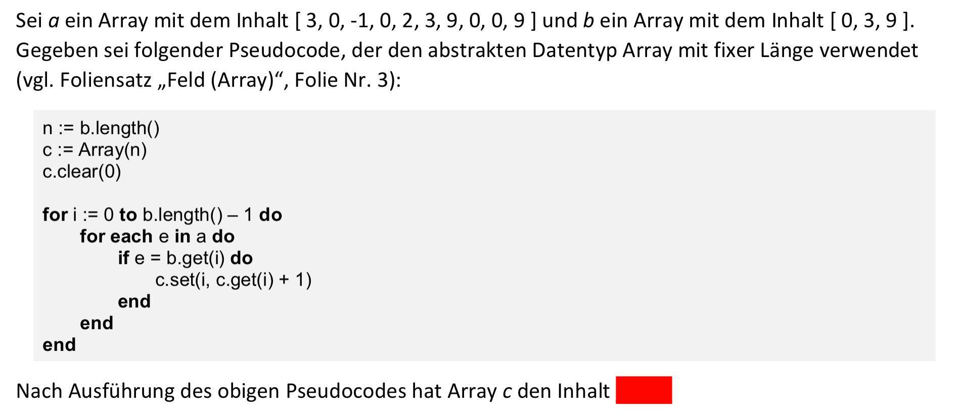Array im Pseudocode? (Computer, Informatik)