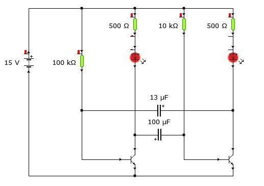 Astabile transistor Astabile Kippstufe schwingt nicht an (Freizeit, Elektronik, Schaltung)