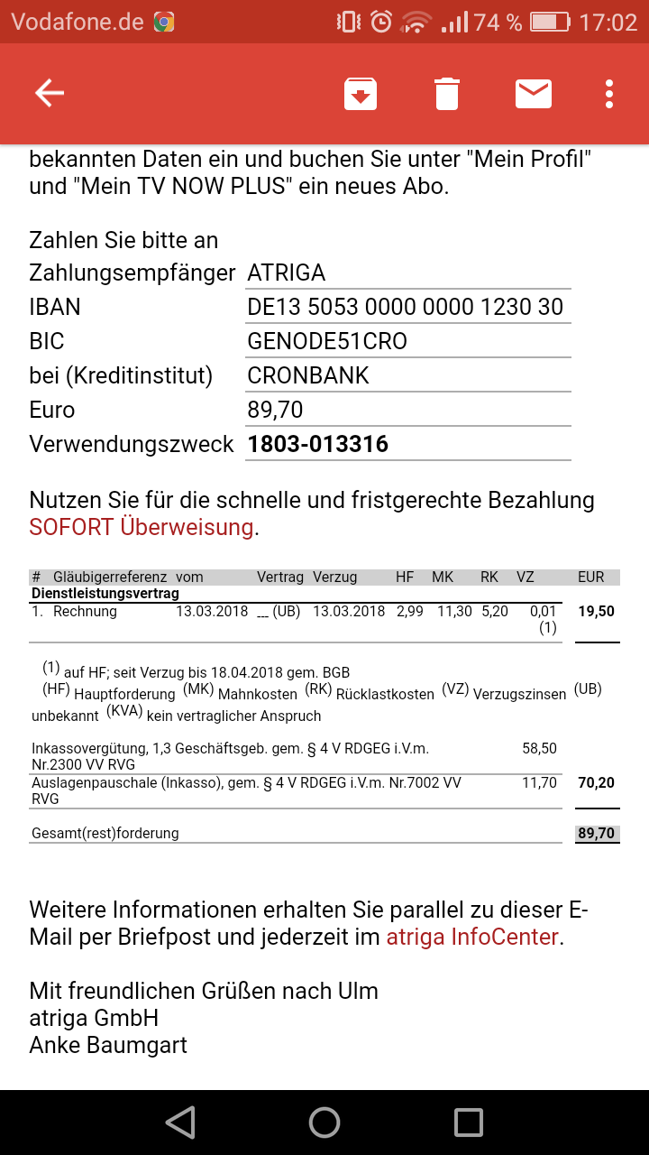 Atriga Inkasso Mahnung Ignorieren Internet Mahnverfahren Rtl Now