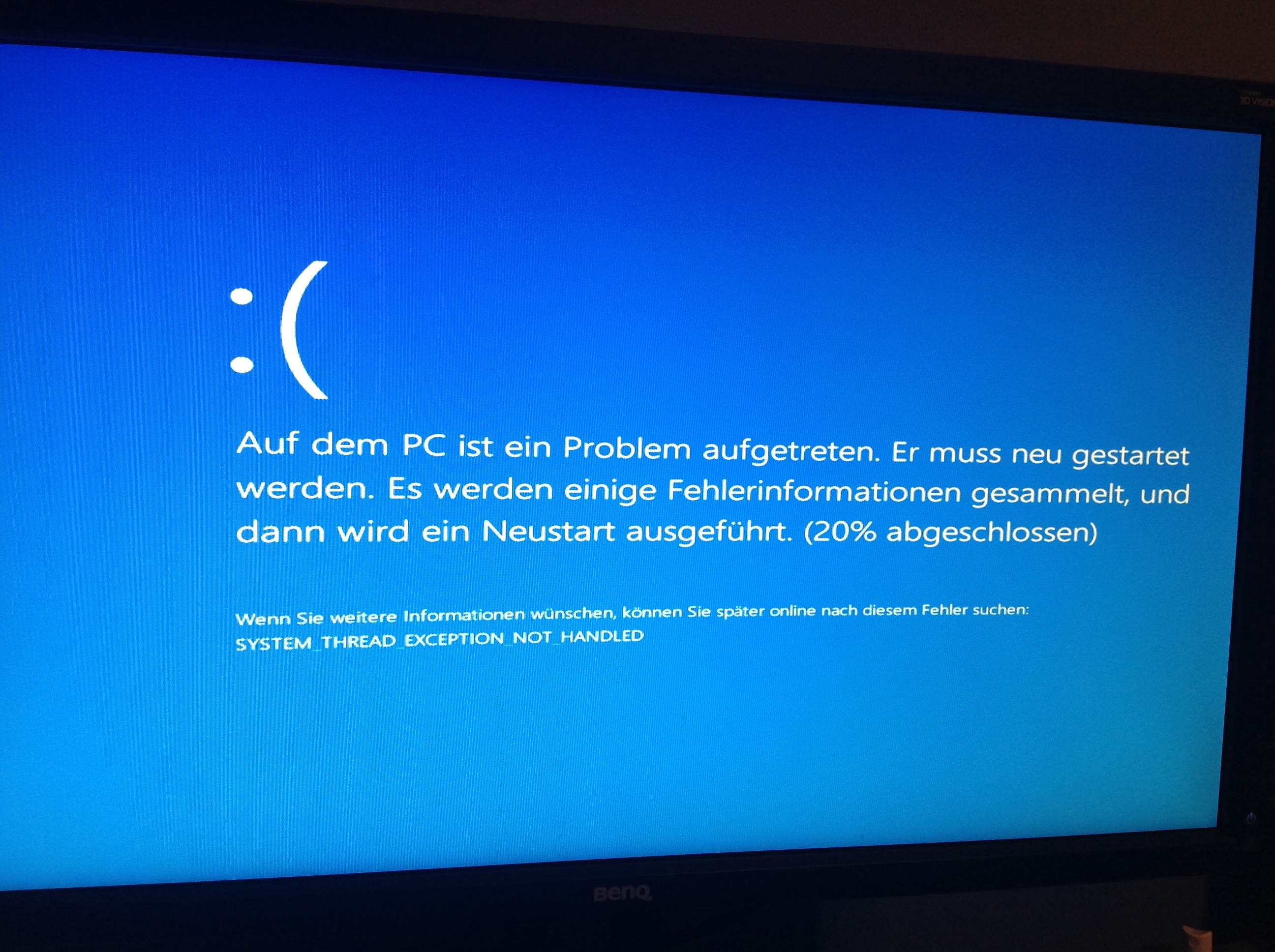 Auf dem PC ist ein Fehler aufgetreten, er muss neugestarten werden ...