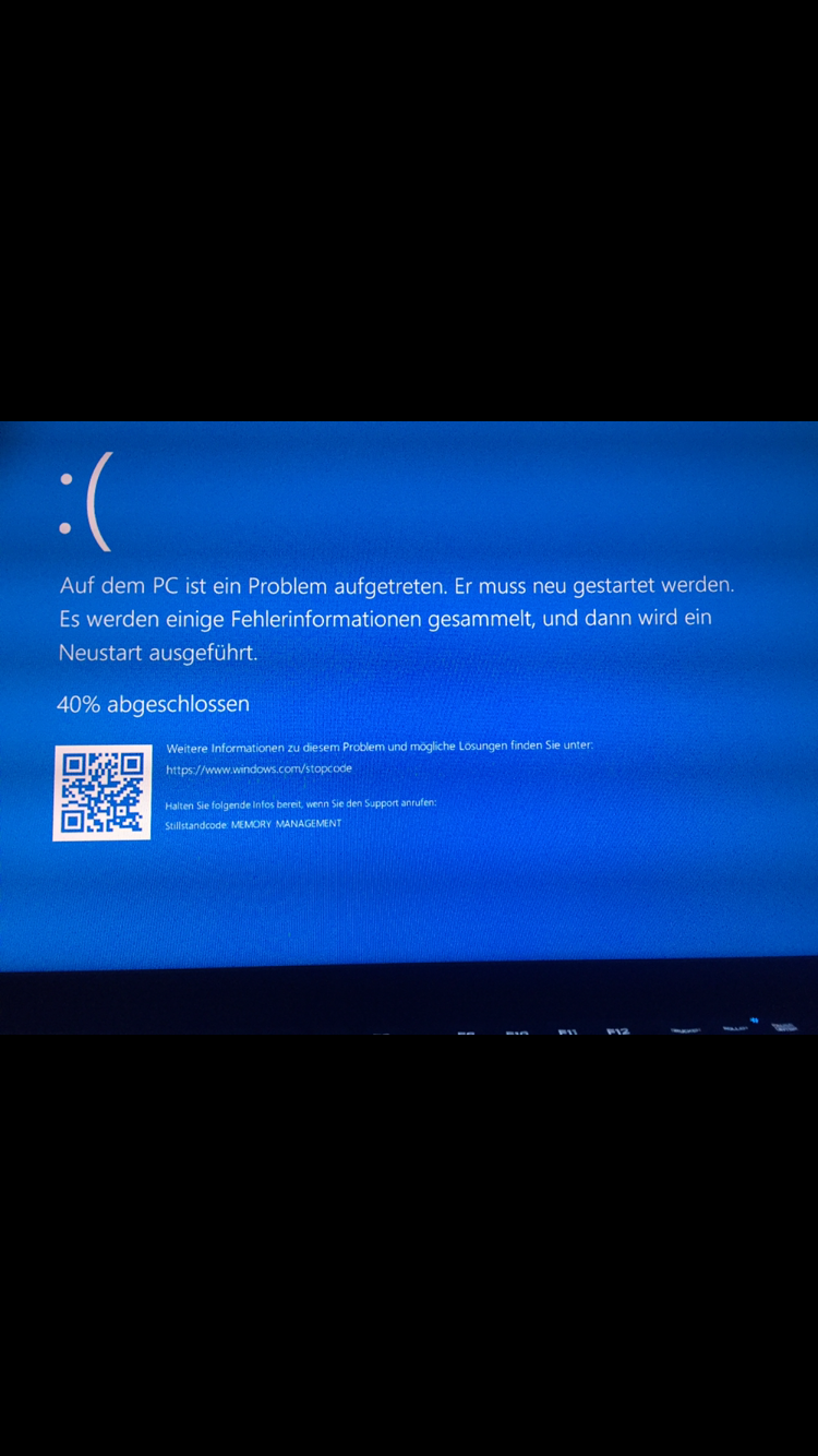 Auf dem PC ist ein Problem aufgetreten er muss neu gestartet werden. es