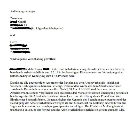Aufhebungsvertrag Sieht Komisch Aus Arbeit Arbeitsrecht Kündigung