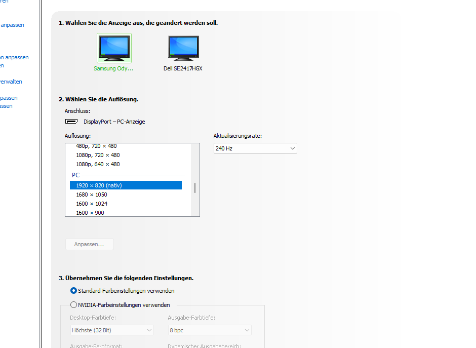 Auflösung lässt sich nicht ändern? (Nvidia)