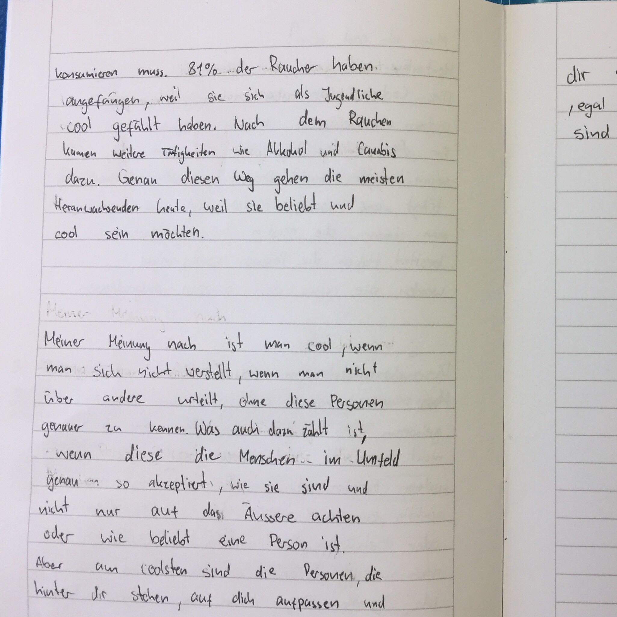 Aufsatz muss ich cool sein. Deutsch? (Schule, Grammatik, Lehrer)