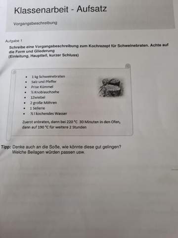  - (Schule, Deutsch, Hausaufgaben)