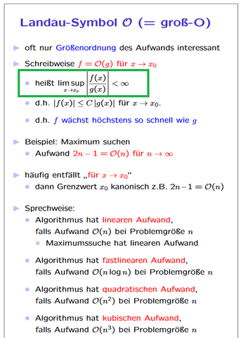 Aufwand Von Algorithmen Das Landau Symbol Computer Mathematik Informatik