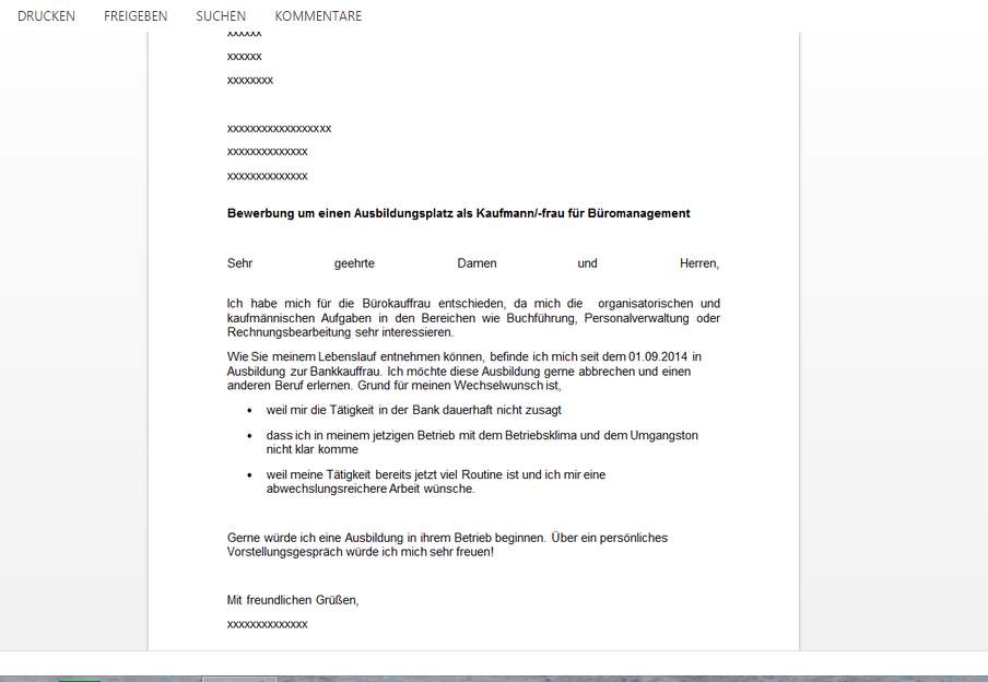 Ausbildungswechsel bewerbung. Okay? (Beruf, Ausbildung, Büro)