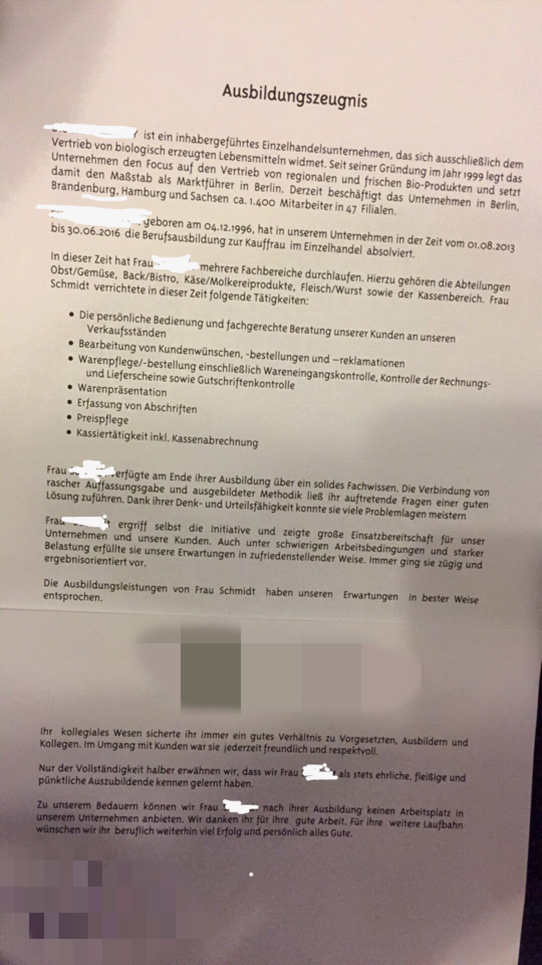 Ausbildungszeugnis Formulierung Teil 2? (Recht, Arbeit, Ausbildung)