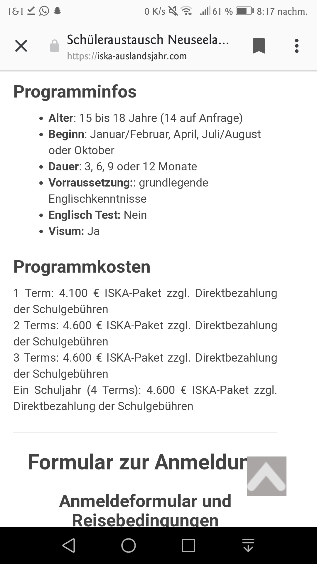 Auslandsjahr Iska Neuseeland Kosten Ratlos
