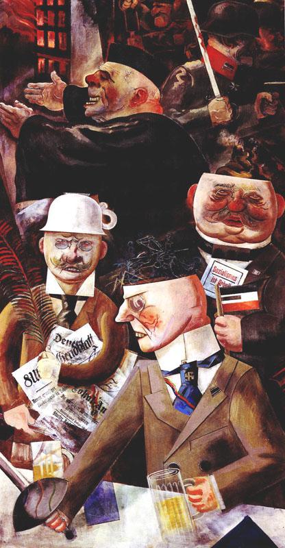 Aussage des Bildes &ldquo;Die Stützen der Gesellschaft&rdquo; von George Grosz