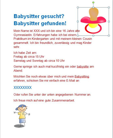 babysittingaushang - (Baby, babysitten, Flyer)