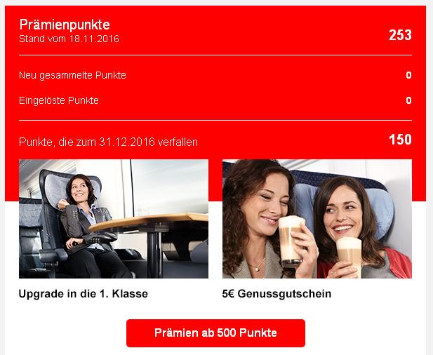 bahn.bonus Punkten verfallen zum 31.12 Prämien gibts