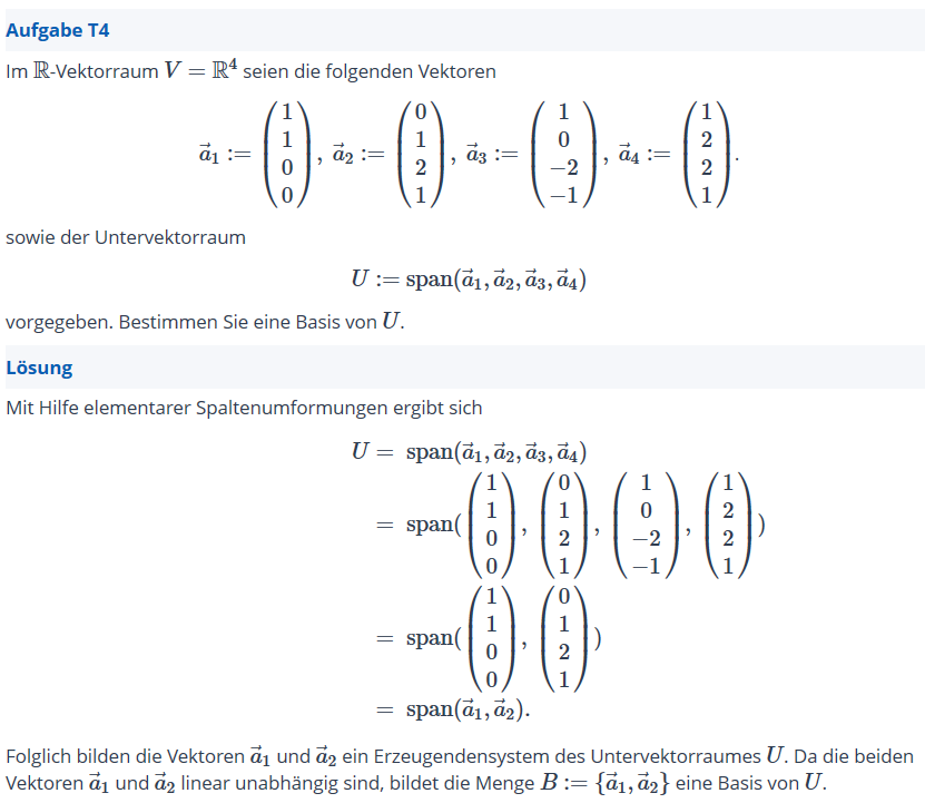 Basis Bestimmen (Vektorräume)? (Schule, Mathematik, Vektorraum)