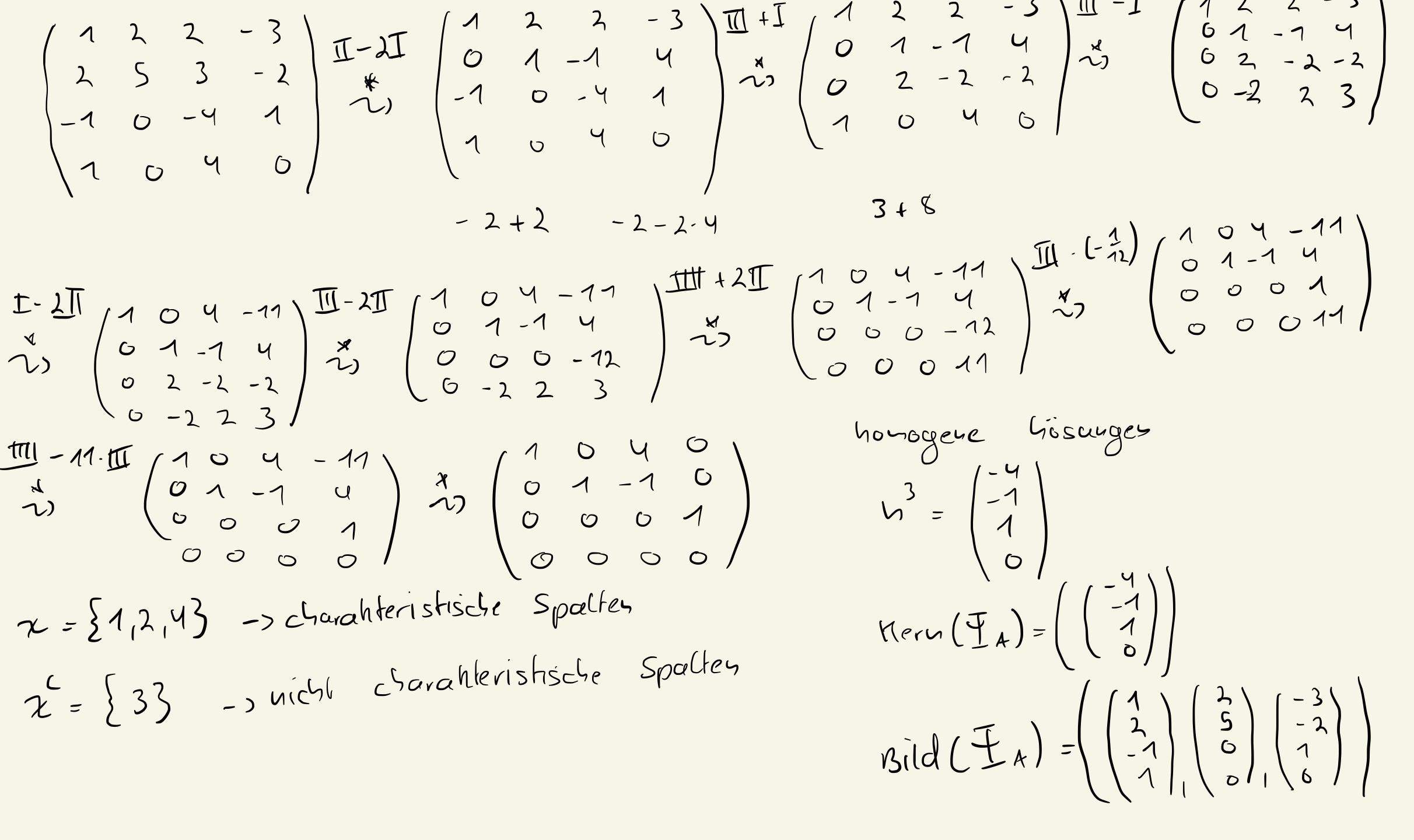 Basis von Bild und Basis von Kern angeben? (Vektoren, lineare Algebra, Matrix)