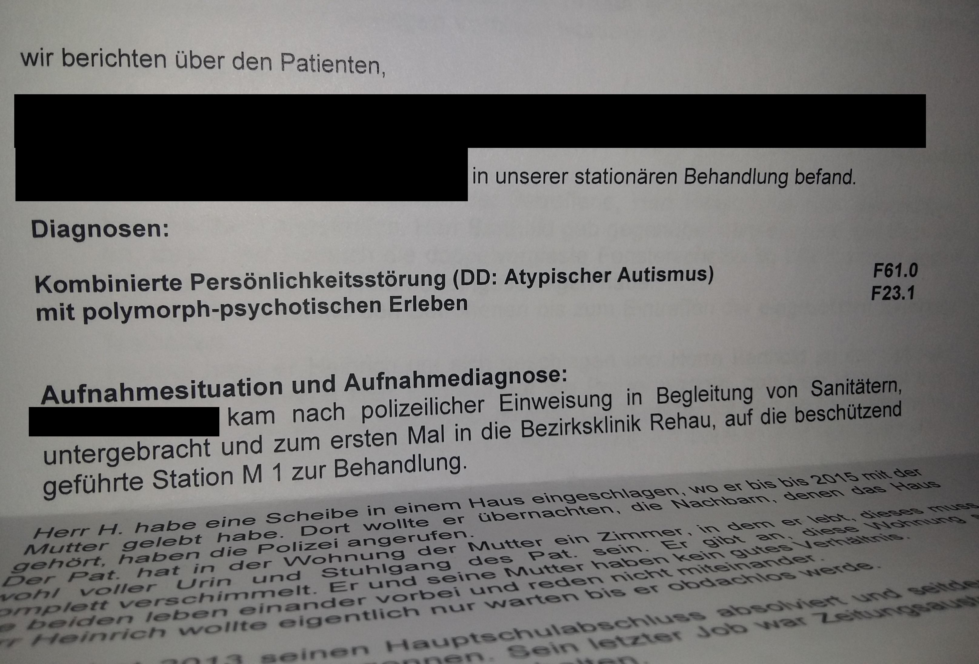 Bedeutet Das Am Entlassungsbericht Dass Ich Atypischen Autismus Habe Bzw Ein Autist Bin Gesundheit Und Medizin Psychologie Diagnose