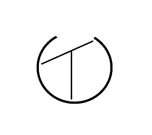 offener Kreis mit abgeschrägtem "T" - (Technik, Elektrotechnik, Elektro)
