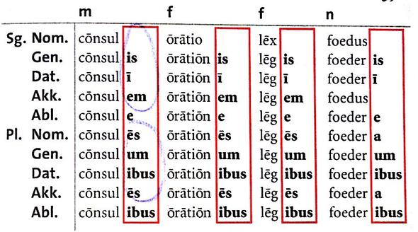 konsonantische Deklination - (Grammatik, Latein, konsonantische Deklination)